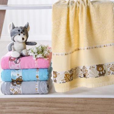 Imagem de Toalha de Rosto Infantil com Barra Ponto Cruz 45x55 - Bene Casa, Pérol