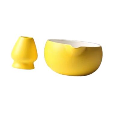 Imagem de IEUDNS Cerimônia tradicional de matcha matcha e cerimônia de chá de batida Ceramony Ceramic Bykis Tea Bow, Amarelo