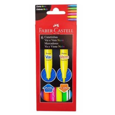 Imagem de Canetinha Vai e Vem com 6 Cores Neon Faber-castell 151306vvzf - FABER 