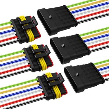 Imagem de I Little Bamboo Conectores elétricos à prova d'água 6 pinos Way 16 AWG, macho e fêmea 16 AWG kit de tomada de chicote de fios adequado para carro, caminhão, barco, motocicleta, triciclo, caravana, fuzileiro naval - pacote com 3