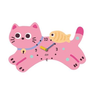 Imagem de Ｂｅｓｇａ Relógio de parede de gato Relógio decorativo de números árabes convenientes, criativo, decoração de parede silenciosa do relógio, para quarto da sala, Rosa