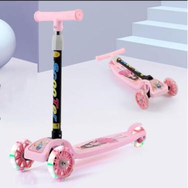 Imagem de Patinete Infantil 3 Rodas De Led Dobrável Scooter Crianças (ROSA)