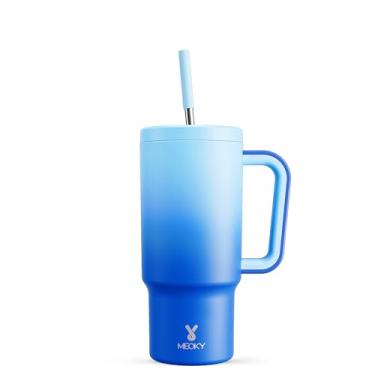 Imagem de Meoky Copo de Aço Inoxidável de 680 ml com Alça e Tampa: À Prova de Vazamento, Mantém Frio por 24 Horas, Ideal para Crianças e Viagens