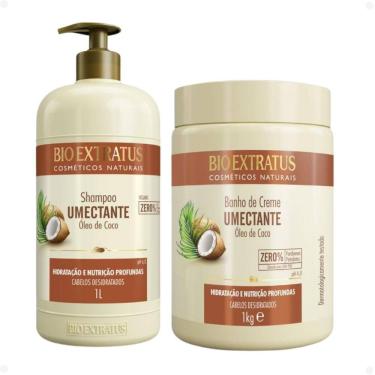 Imagem de Kit Bio Extratus Umectante Óleo de Coco: Shampoo 1L e Banho de Creme 1kg