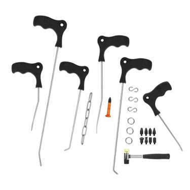 Imagem de LadyRosian 23 peças ferramentas de reparo de amassados kits de aço inoxidável de reparo de amassados sem pintura com gancho em S para carro conjunto de remoção de danos de granizo