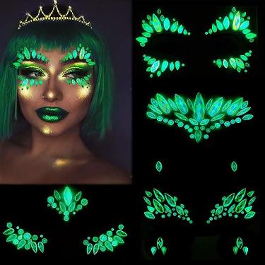 Imagem de GULELAYAR Face Gems 4 Folha Face Jewels Adesivos De Strass Adesivos De Cristal Luminosos Adesivos De Rosto Pedras Preciosas Tatuagem Temporária Presentes Para Mulheres Carnaval Festival De Música Fe
