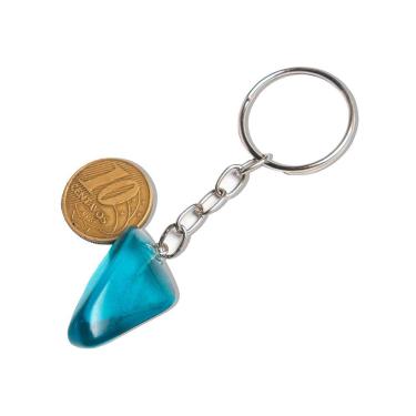 Imagem de Chaveiro Pedrinha Obsidiana Azul Rolado Prateado