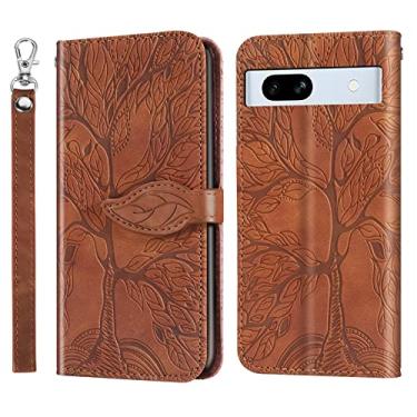 Imagem de Varohix Capa carteira para Google Pixel 7A com porta-cartões/compartimento, capa flip de couro PU [Suporte] [Fecho magnético] [alça de pulso] Capa à prova de choque para Google Pixel 7A (2023), marrom