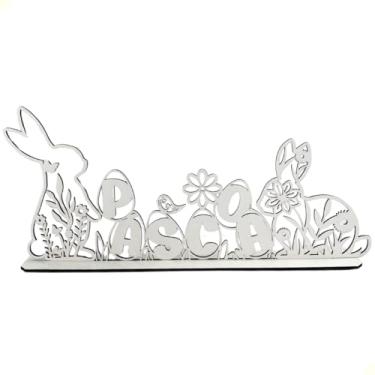Imagem de Kit 10 Plaquinhas Páscoa Coelhinho Mdf Branco Decorativo