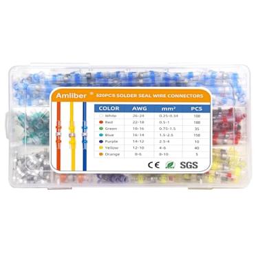 Imagem de Amliber Conectores De Fio De Solda 520Pcs, Conectores De Fio De Solda De Vedação, Kit De Conectores De Fio De Solda À Prova D'Água Para Marinho (Calibre 26-6)