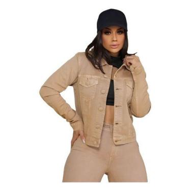 Imagem de Jaqueta Jeans Feminina  Color Nash - Neura's Modas, Marrom, Claro, P