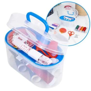 Imagem de Kit de Costura Mini Maleta Agulhas Fita Métrica Linhas - Hxt
