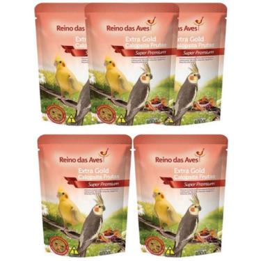 Imagem de Kit Com 5 Ração Reino das Aves Extra Gold Calopsita Frutas