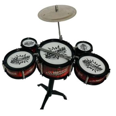 Imagem de Bateria Musical Infantil Mini Jazz Drum Tambor Baquetas Prato Brinqued