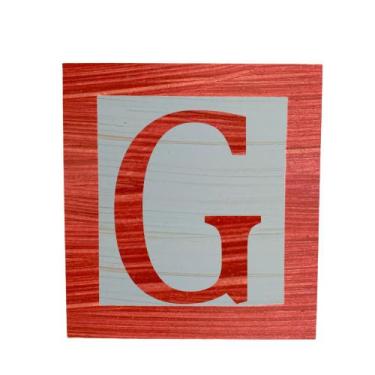 Imagem de Cubo Azul Letra Vermelha com Aplique Festa Chá de Bebê Decoração 8x8x8