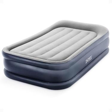 Imagem de Intex 64131ED Almofada Dura-Beam Plus Deluxe: Fiber-Tech – Tamanho solteiro – Bomba elétrica embutida – Altura da cama de 42 cm – Capacidade de peso de 136 kg