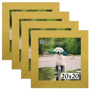 Imagem de Kit 4 Porta Retrado Molduras 20x20 Amarelo - Santamaria Molduras