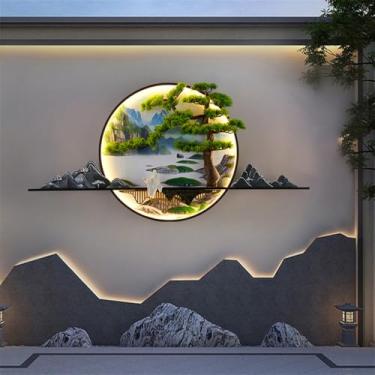 Imagem de Luminária de parede contemporânea para paisagem externa em pinho, à prova d'água, mural chinês, criativa, elétrica, varanda, corredor, pátio, vila, jardim, comunidade, decoração de parede LE