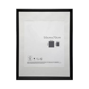 Imagem de Porta Retratos Quadrado de Vidro com Paspatur Expositor para Fotos 70x50 Versátil para Parede ou Balcão Outlet dos Quadros LLA (Preto)