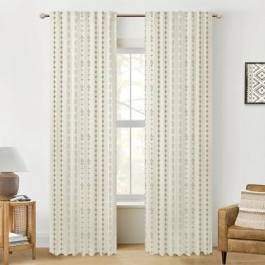 Imagem de Cortinas marrons para sala de estar, quarto, 2 painéis, 2 painéis, conjunto de cortinas para janela Boho Cream para Sala Modernas 2025