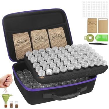 Imagem de Caixa de armazenamento de sementes com 120 compartimentos com 25 envelopes e ferramentas de sementes, grande e resistente organizador de sementes para sementes de plantas de jardim, banco de sementes