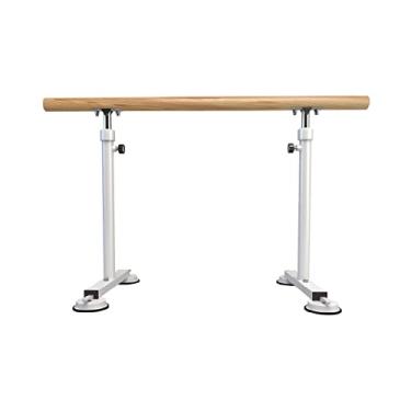 Imagem de Barra de balé barra de alongamento de dança de madeira maciça ajustável em altura bastões de treino de dança portáteis com ventosas antiderrapantes (branco 1 m)