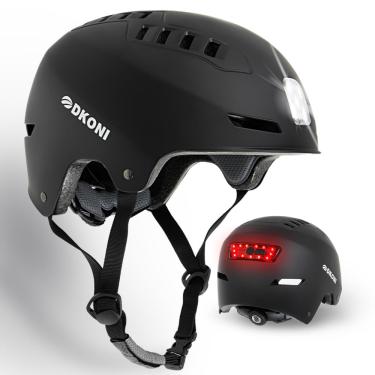 Imagem de Capacete de bicicleta dkoni com luzes LED USB recarregável preto