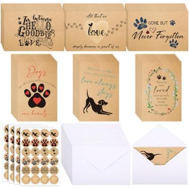 Imagem de Geyoga 36 conjuntos de cartões de simpatia de animais de estimação para cães e gatos com envelopes e adesivos, cartões de condolências de perda de cachorro em massa, presentes de simpatia de luto