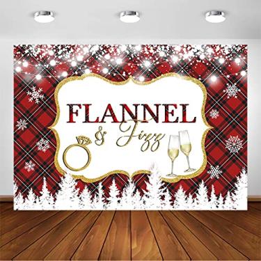 Imagem de Avezano Pano de fundo de flanela e efervescência, tema natalino, buffalo, vermelho, xadrez, chá de panela, decoração de festa de despedida de solteira, cabine fotográfica (3 x 2 m)