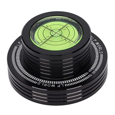 Imagem de Braçadeira preta para toca-discos com nível de bolha e estroboscópio para estabilizador de toca-discos LP de velocidade de 50 Hz, grampo de alumínio (preto)