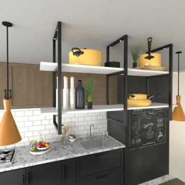 Imagem de Prateleira Industrial Suspensa Teto Cozinha pratileira prateleira mdf 