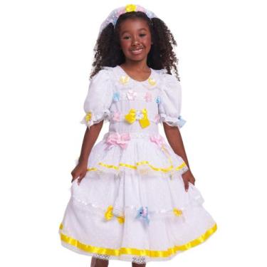 Imagem de Vestido Completo Junina Caipira Noiva Menina Muvilê, M, Branco