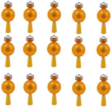 Imagem de Sinalizador Viario Solar Kit 15 Uni Cone Sinalizaçao Iluminaçao Estrad