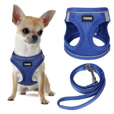 Imagem de Conjunto de arnês e coleira para cães YIMEIS Reflective para cães azul