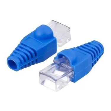 Imagem de Conector De Rede RJ45 Cat5E C/ Capa Azul PCT/20 - Storm