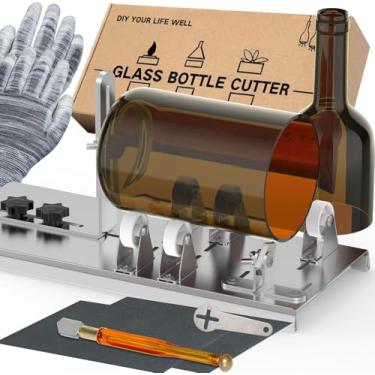 Imagem de Cortador de garrafa de vidro, kit de ferramentas de corte de garrafa atualizado, máquina DIY para cortar vinho, cerveja, licor, uísque, álcool, champanhe, cortador de garrafa para garrafa redonda da