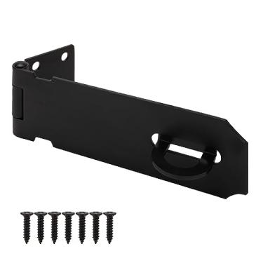 Imagem de Dreamxiang Fechaduras de porta, trava de aço inoxidável, cadeado de segurança Packlock, trava de trava para portas externas, janela, armário, armário para animais de estimação, 12 cm, acabamento preto, 1 pacote