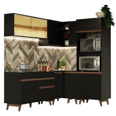 Imagem de Cozinha Completa Reims com Armário e Balcão Preto