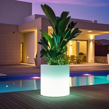 Imagem de Mr.Go Luz LED RGB para vaso de flores com controle remoto, vaso colorido que muda de 16 cores, vaso iluminado recarregável e balde de gelo para decoração de casa, perfeito para jardim, festa