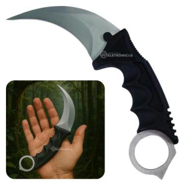 Imagem de Faca Karambit com Lâmina Curva Inox, Cabo Ergonômico e Capinha Proteto