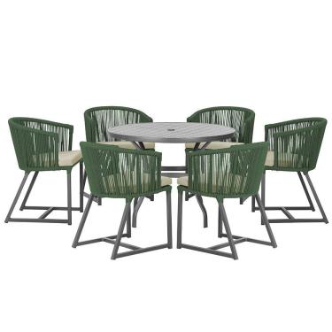 Imagem de Mesa com 6 Cadeiras de Jantar Roma 120cm e Noronha em Alumínio