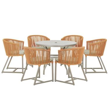 Imagem de Mesa com 6 Cadeiras de Jantar Roma 120cm e Noronha em Alumínio