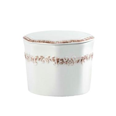Imagem de Manteiga de cerâmica poligonal doméstica, pote selado de armazenamento simples - branco retrô (sem faca)