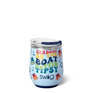 Imagem de Swig Life Copo de vinho de 340 g com tampa, aço inoxidável, lavável na lava-louças, portátil, copo de vinho com isolamento triplo (Errbody Boat)