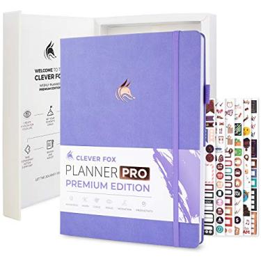 Imagem de Clever Fox Planner Pro Premium – Planejador semanal e mensal luxuoso com organizador de orçamento para produtividade e objetivos, sem data, A4 (lavanda)