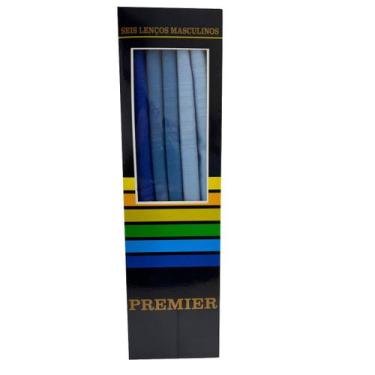 Imagem de Lenços Masculinos De Bolso 39cm 100 Algodão 6 Unidades - Premier, Azul