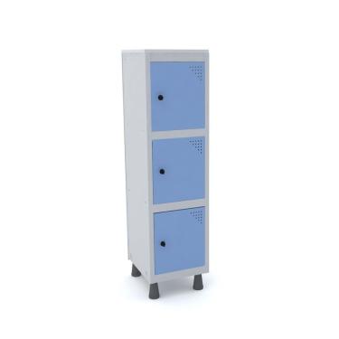 Imagem de Armário Roupeiro 3 Portas Aço Mgrp 501/3 Cinza/azul Dali