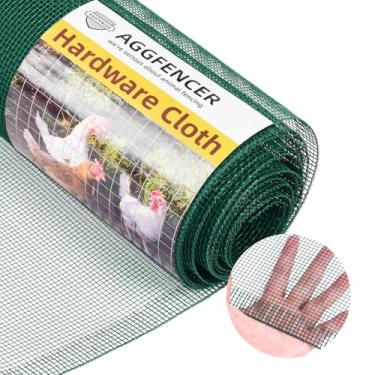 Imagem de AggFencer 61.0 cm x 7.6 m pano de hardware verde 1/20.3 cm 27Ga PVC revestido de malha de arame revestido de vinil rolo de tela de malha de arame galvanizado, cerca de arame de galinha de metal