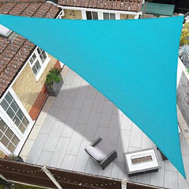 Imagem de Coumavin Guarda-Sol Triangular De 16' X 16', Cobertura Para Área Externa Com Bloqueio Uv, Quintal, Varanda, Pérgola, Deck, Jardim E Pátio, Turquesa