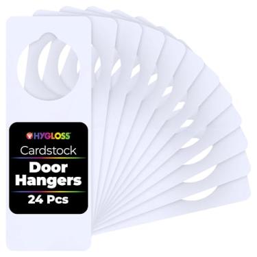 Imagem de Hygloss Cabide de maçaneta de porta de cartolina branco para artesanato - 24 peças - para fácil decoração/escrita - Cabides de maçanetas a granel para artesanato, projetos de sinalização de maçanetas